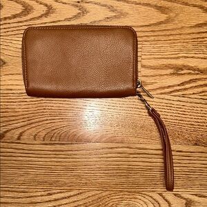 Brown Leather Wristlet Wallet